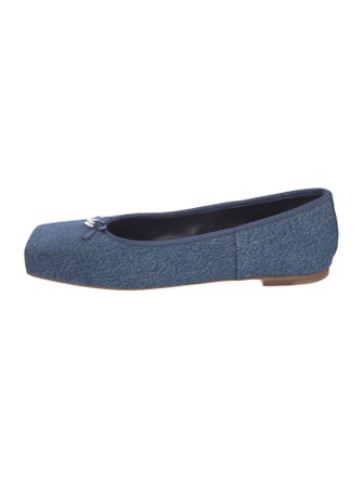 Alexander Wang Denim Bow Accents Ballet Flats