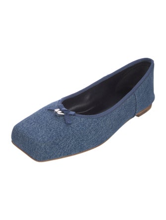 Alexander Wang Denim Bow Accents Ballet Flats
