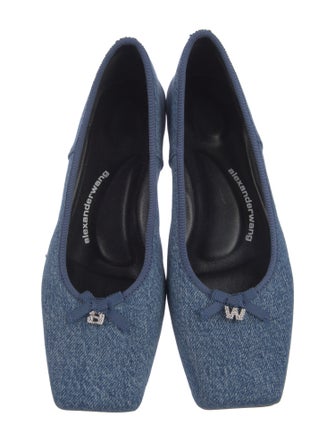Alexander Wang Denim Bow Accents Ballet Flats