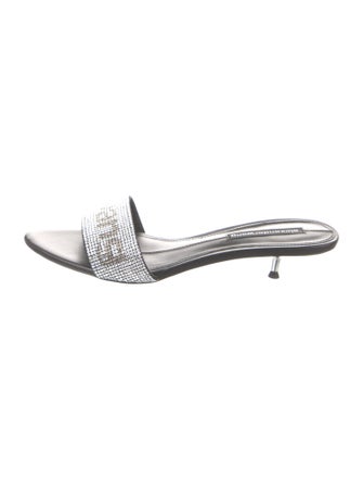 Alexander Wang Leather Crystal Embellishments Slides