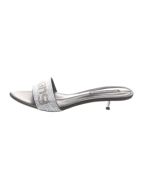 Alexander Wang Leather Crystal Embellishments Slides