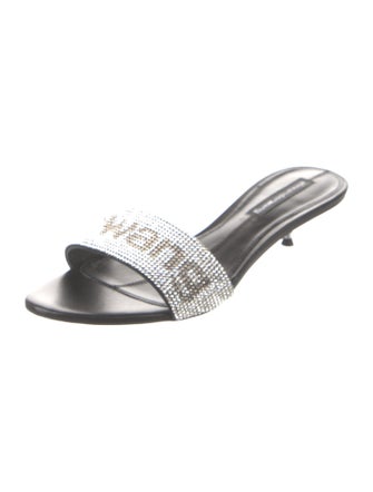 Alexander Wang Leather Crystal Embellishments Slides