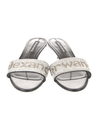 Alexander Wang Leather Crystal Embellishments Slides