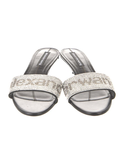 Alexander Wang Leather Crystal Embellishments Slides