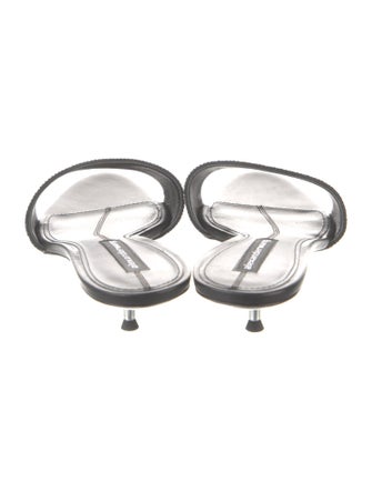 Alexander Wang Leather Crystal Embellishments Slides