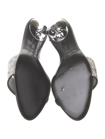 Alexander Wang Leather Crystal Embellishments Slides