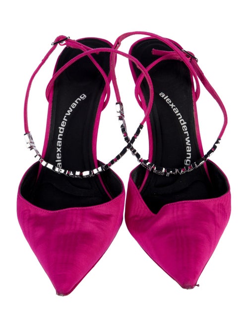 Alexander Wang Satin Crystal Embellishments Slingback Pumps