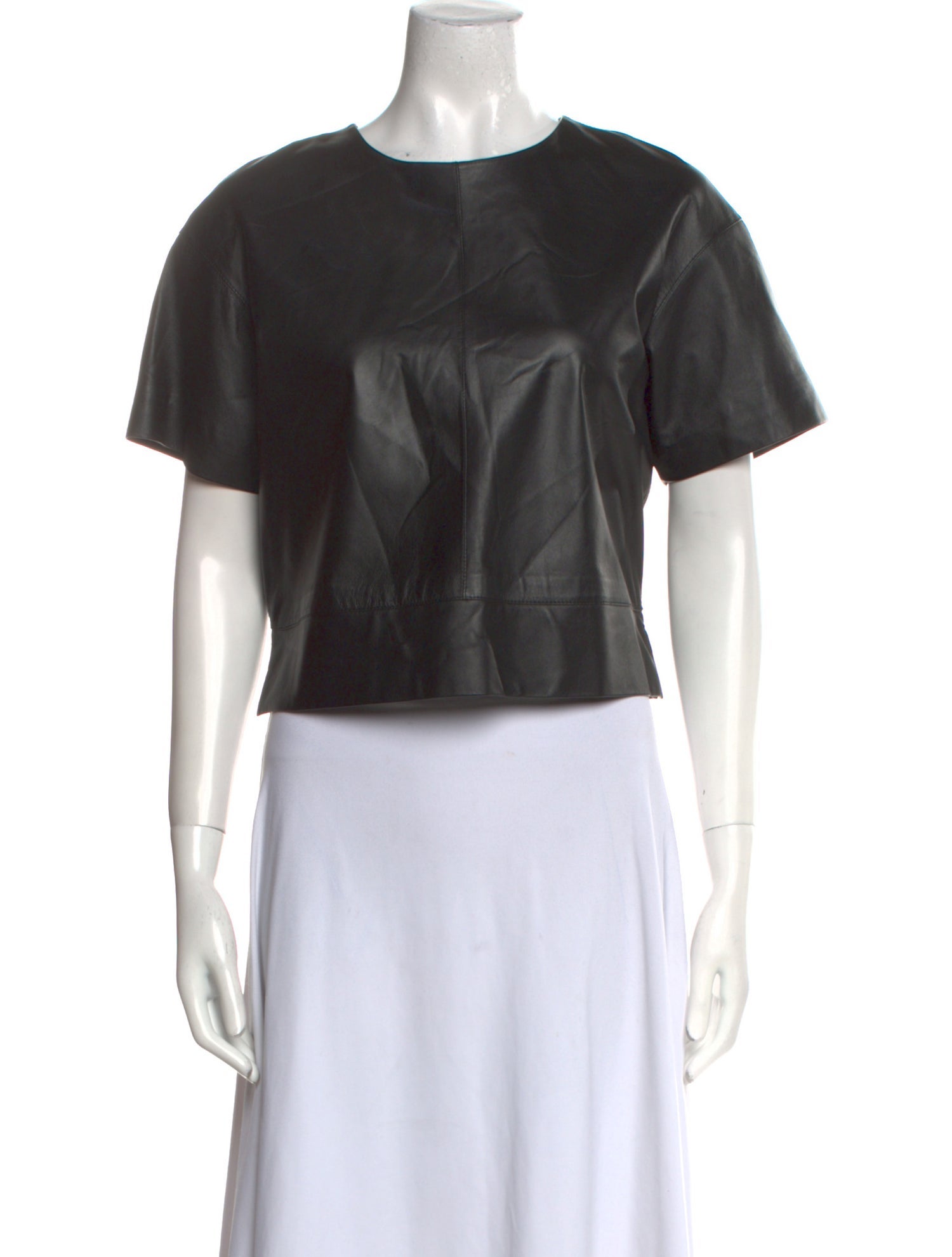 Alexanderwang.T Leather Crew Neck Crop Top