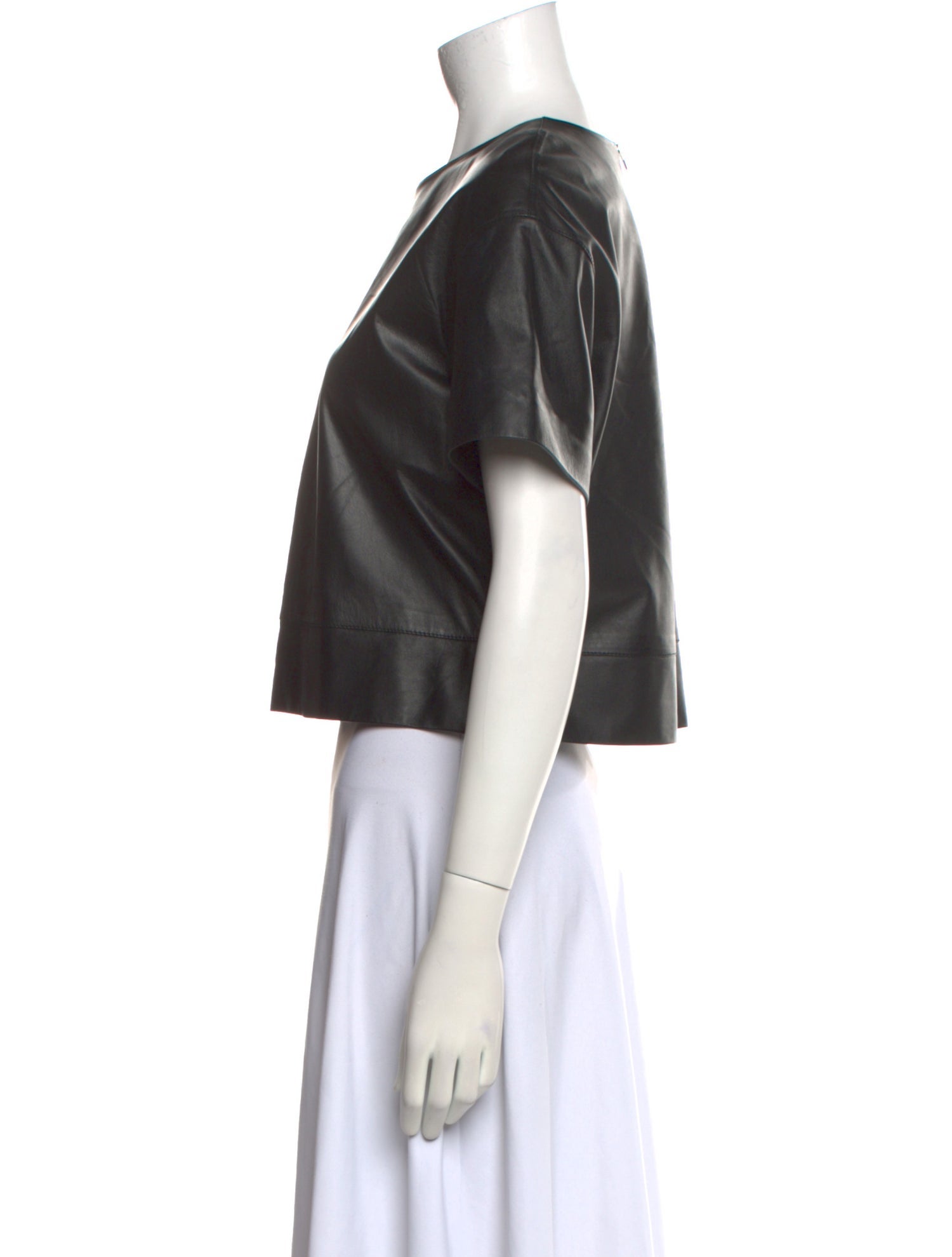 Alexanderwang.T Leather Crew Neck Crop Top