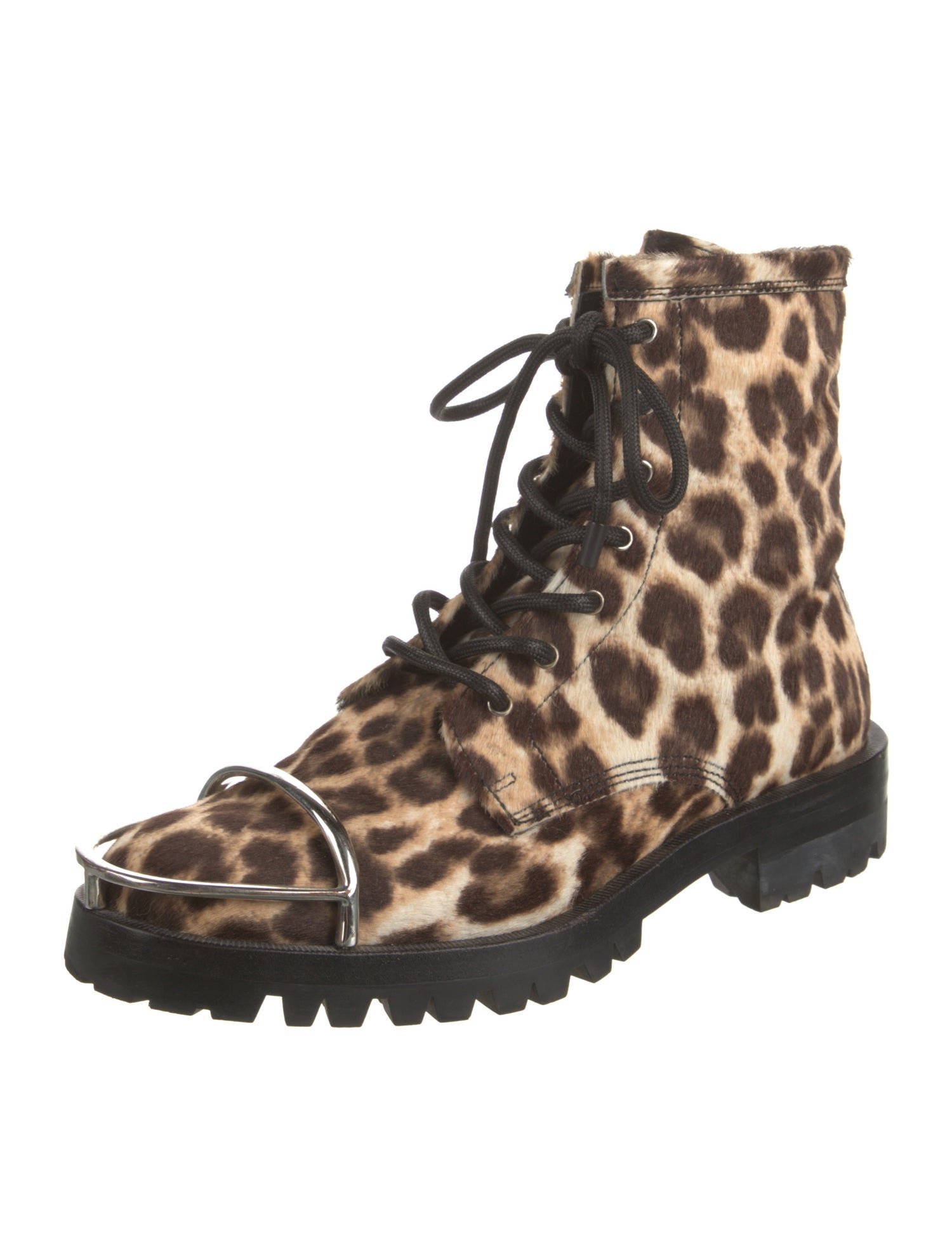 Alexander Wang Ponyhair Animal Print Combat Boots