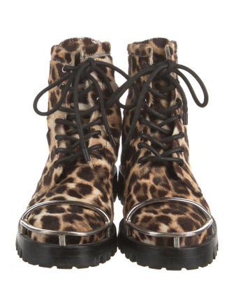 Alexander Wang Ponyhair Animal Print Combat Boots