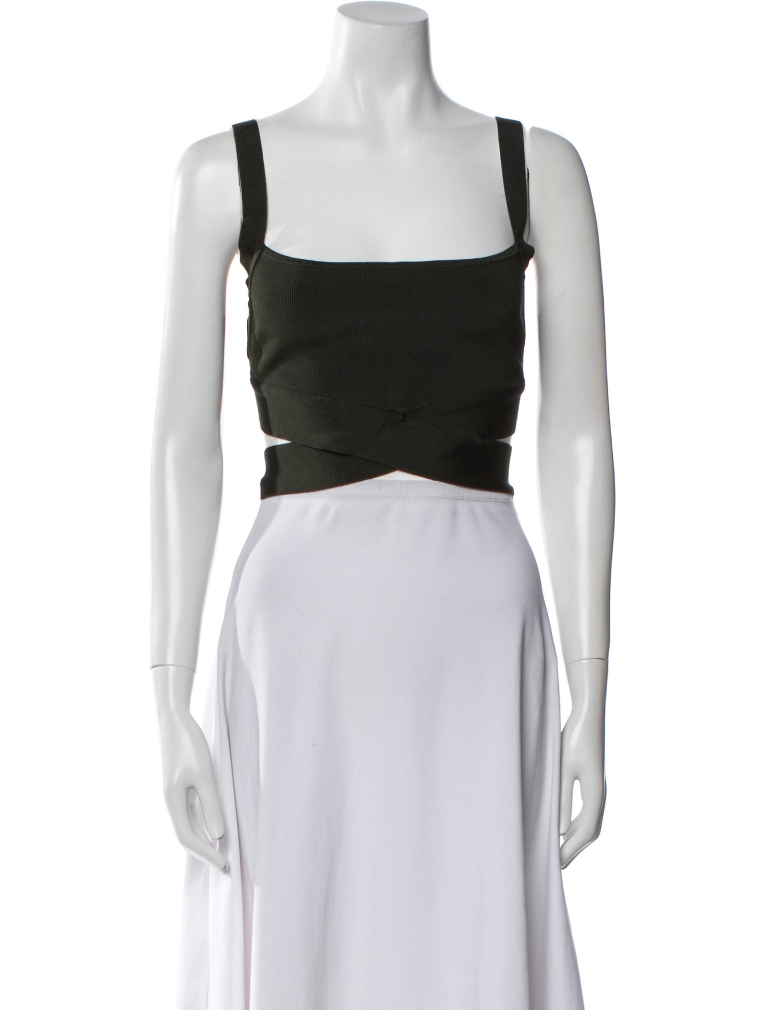T by Alexander Wang Square Neckline Sleeveless Crop Top
