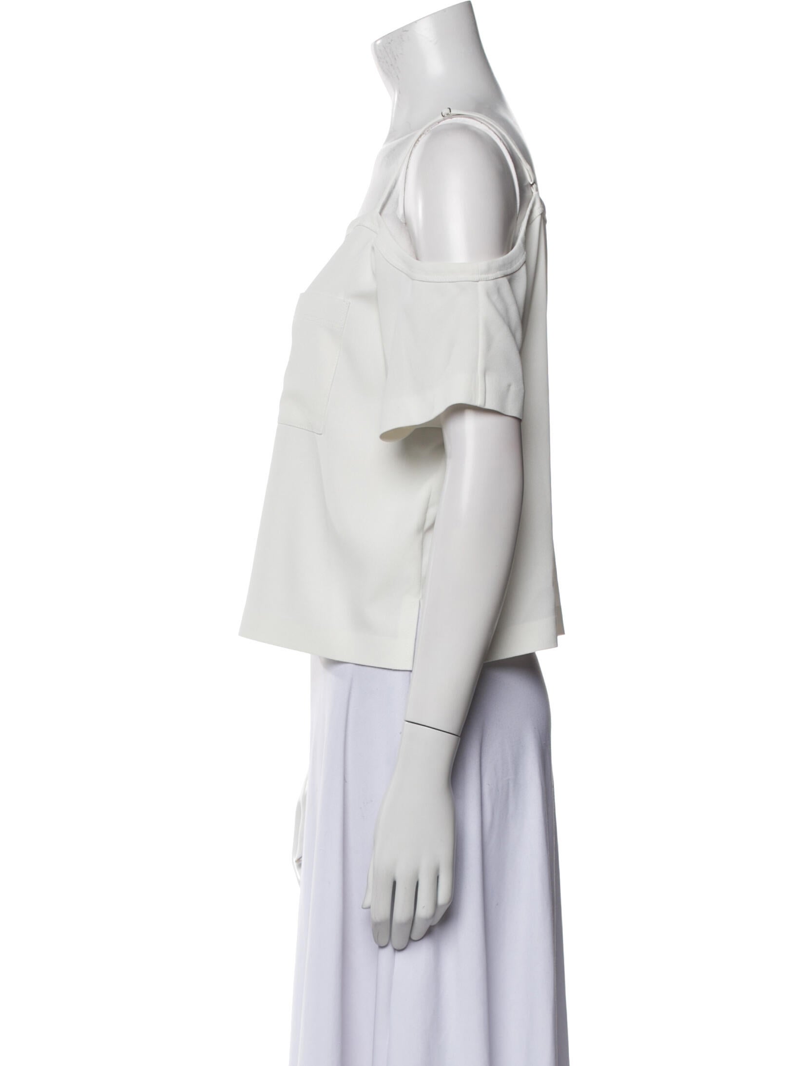 Alexander Wang Square Neckline Short Sleeve Crop Top