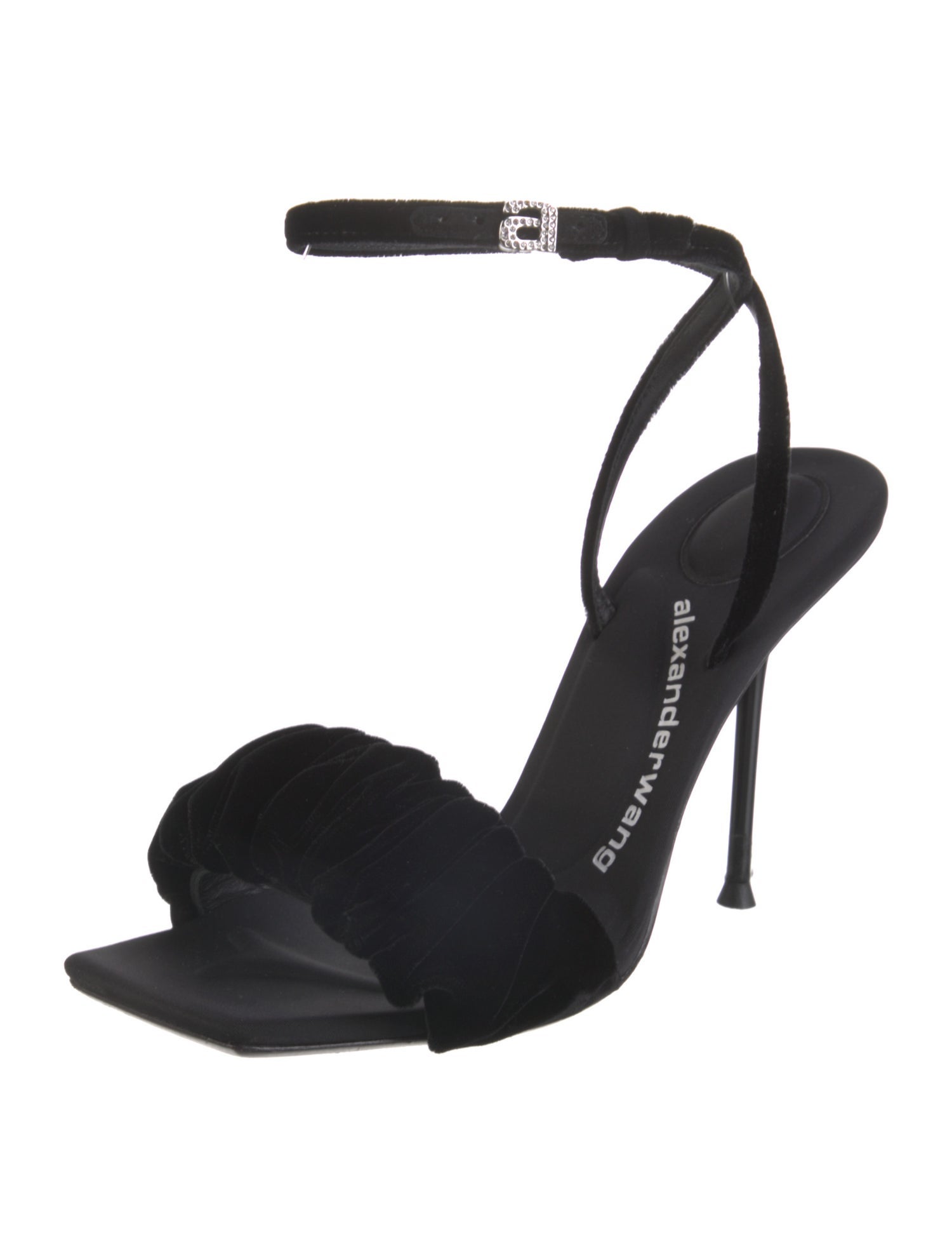 Alexander Wang Velvet Crystal Embellishments Slingback Sandals