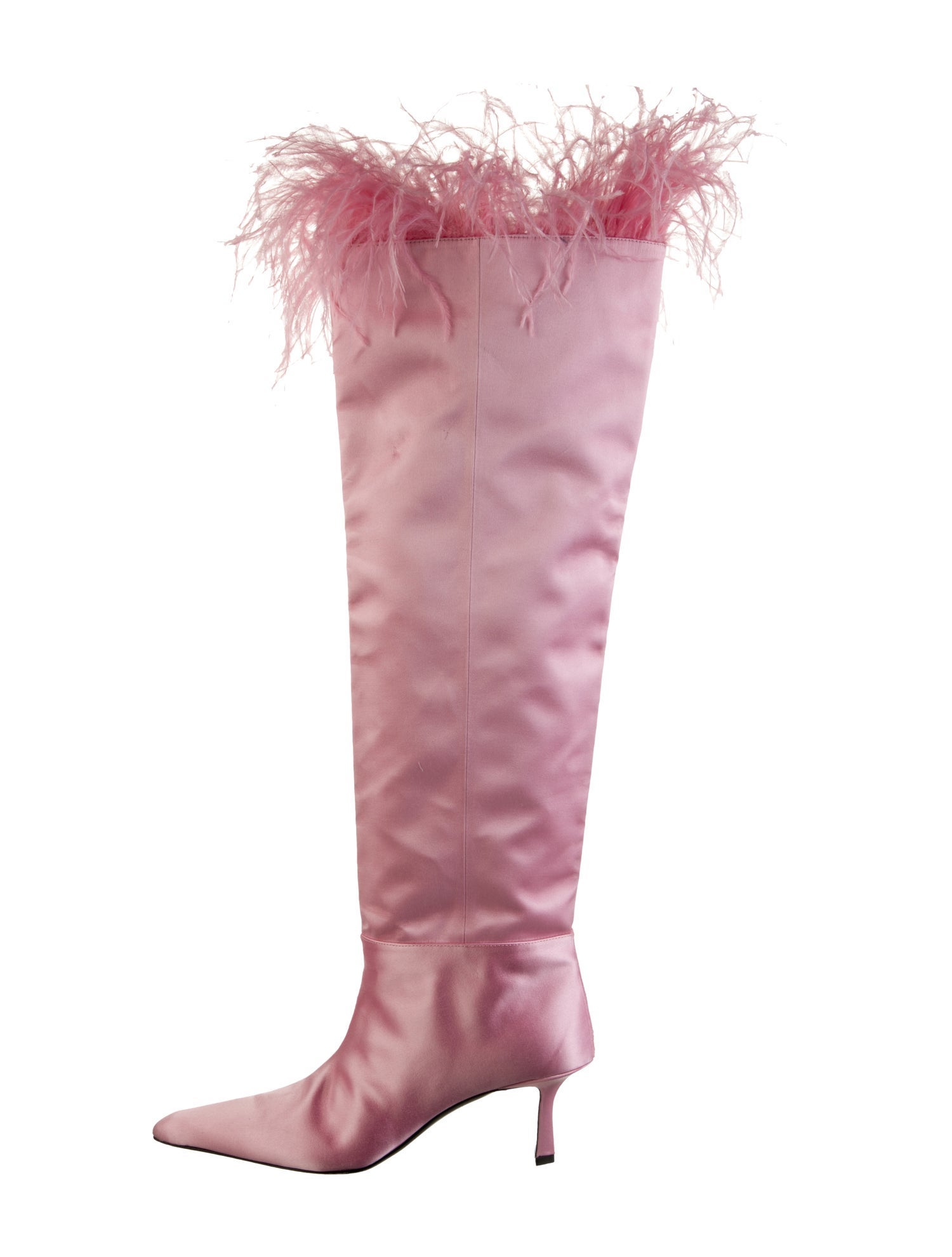 Alexander Wang Satin Feather Trim Boots