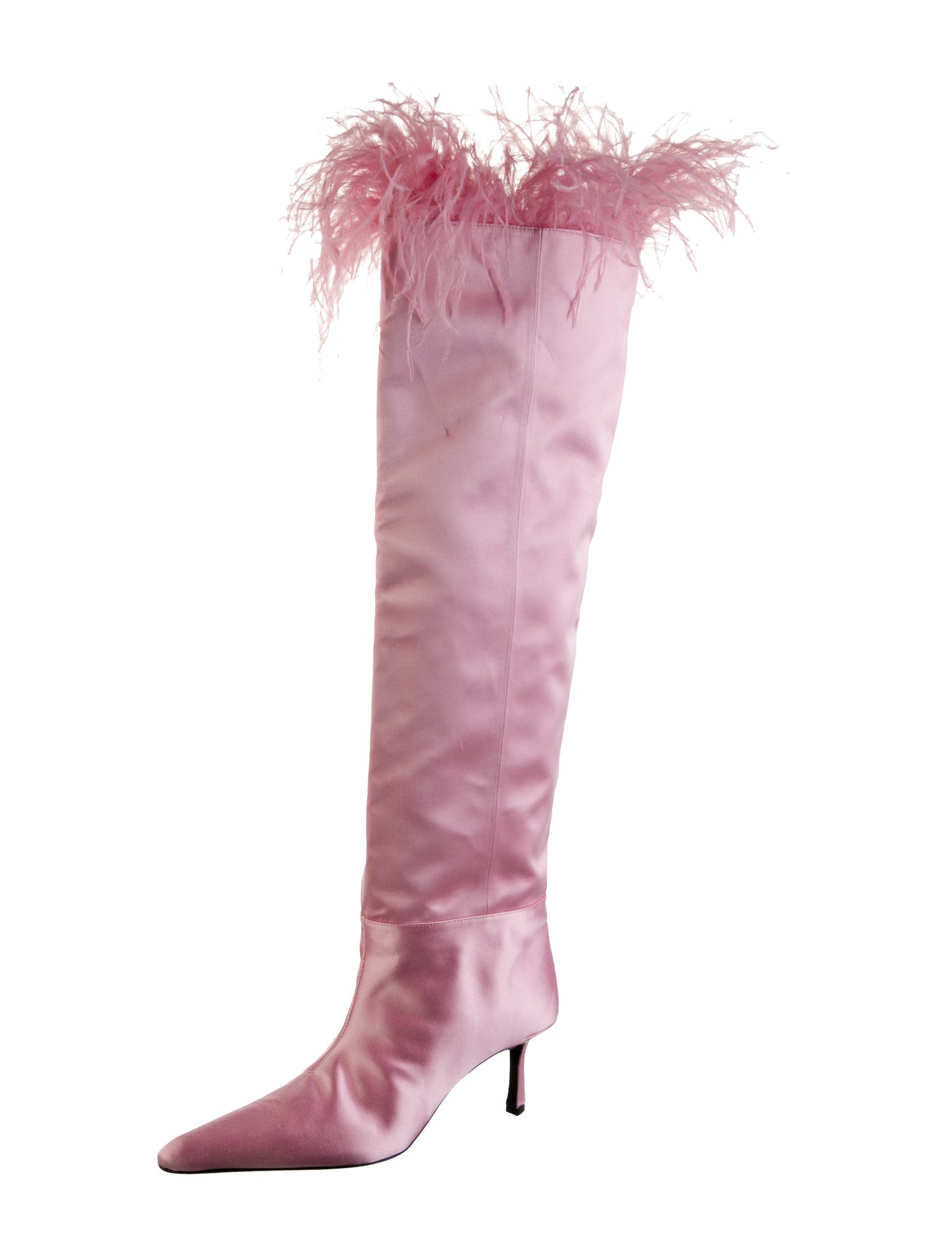 Alexander Wang Satin Feather Trim Boots