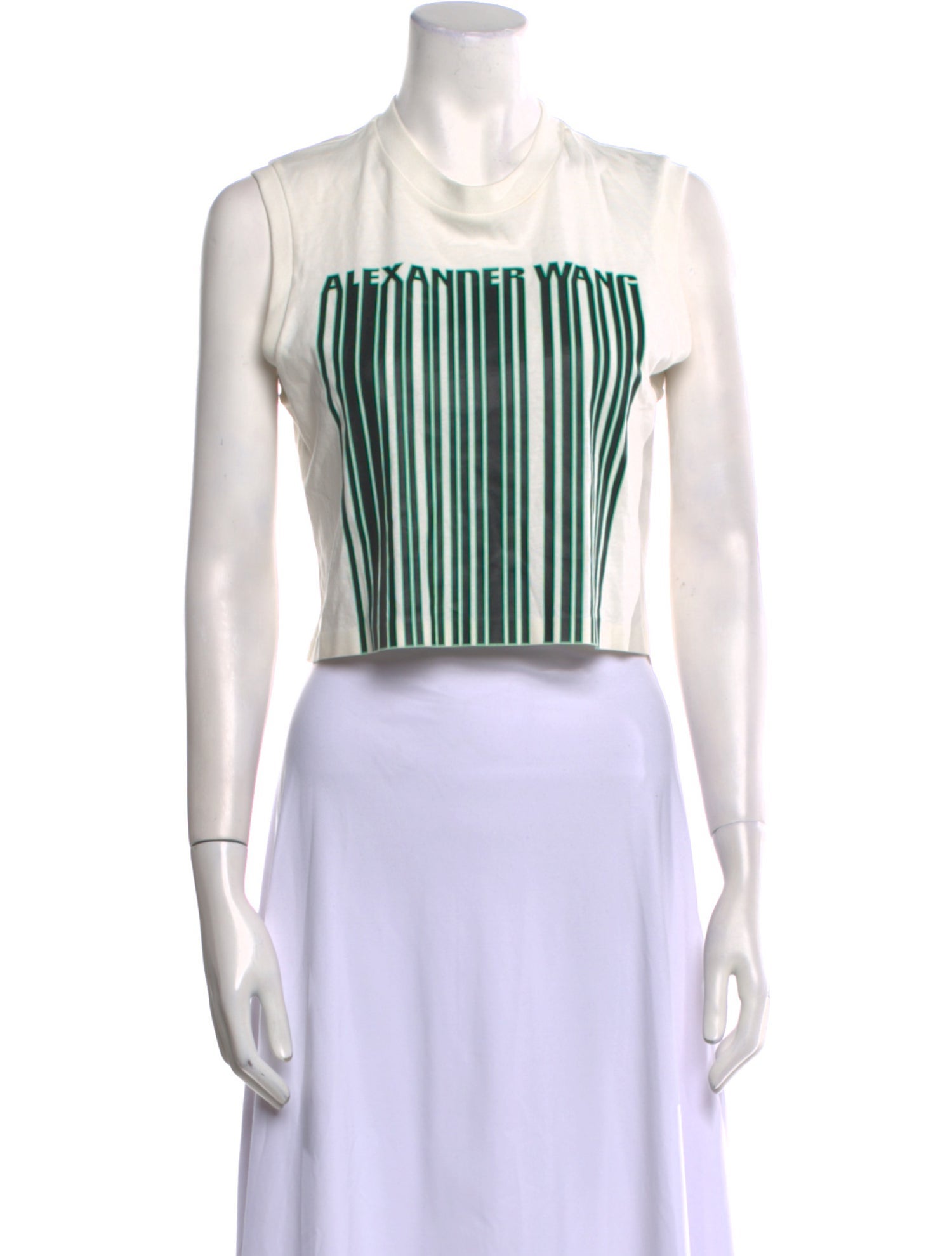 Alexander Wang Striped Crew Neck Crop Top