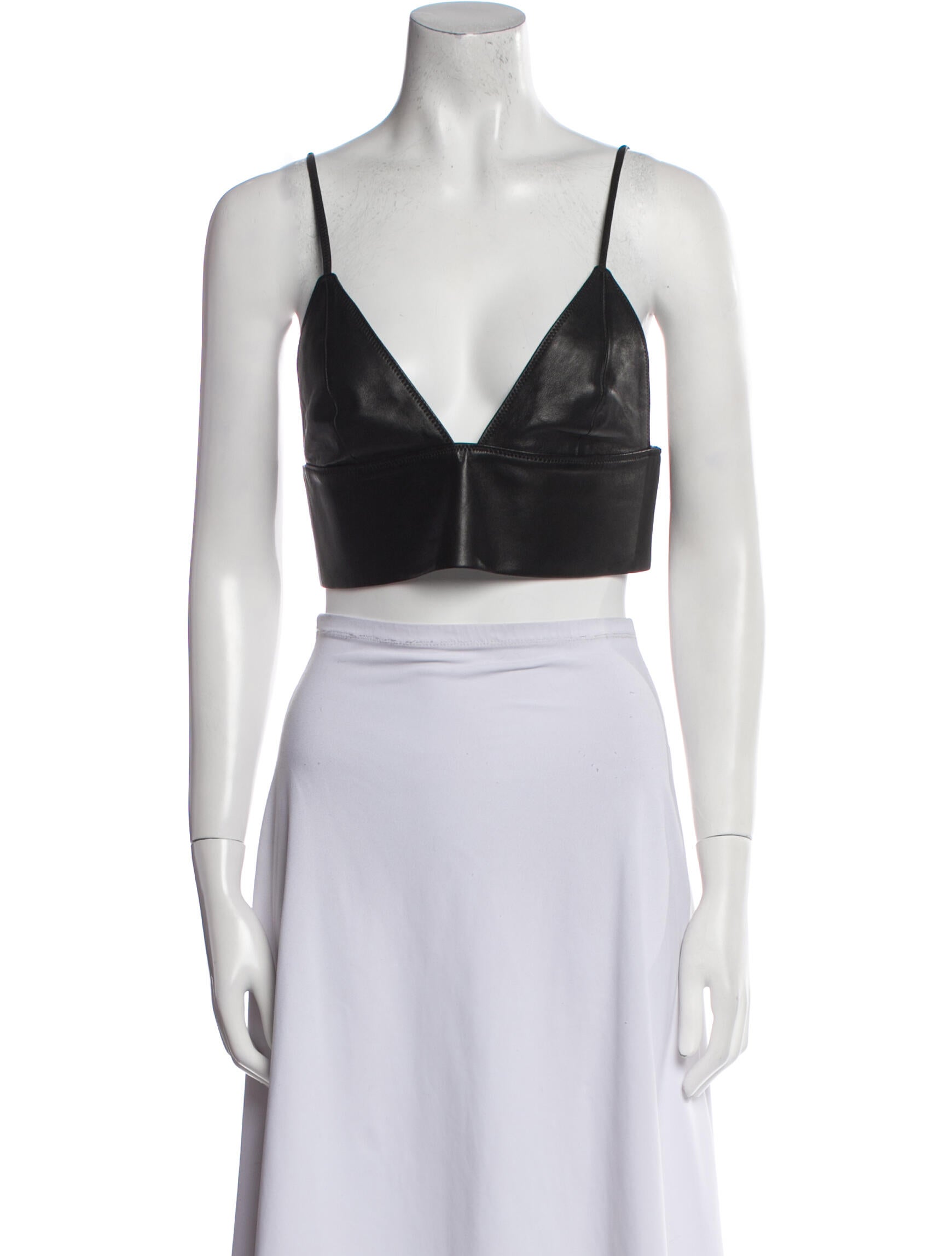Alexander Wang Leather V-Neck Crop Top