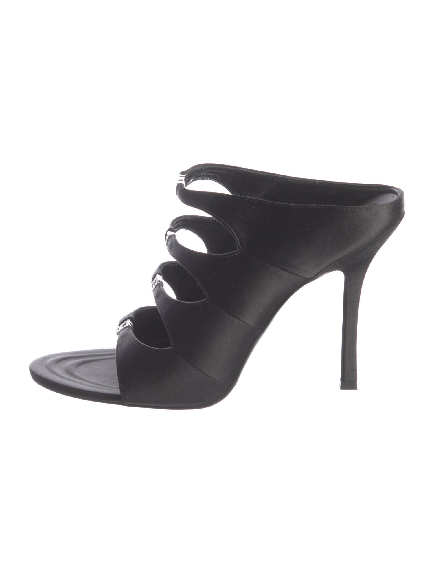 Alexander Wang Satin Crystal Embellishments Slides