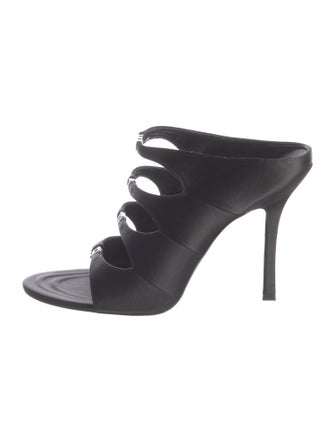 Alexander Wang Satin Crystal Embellishments Slides