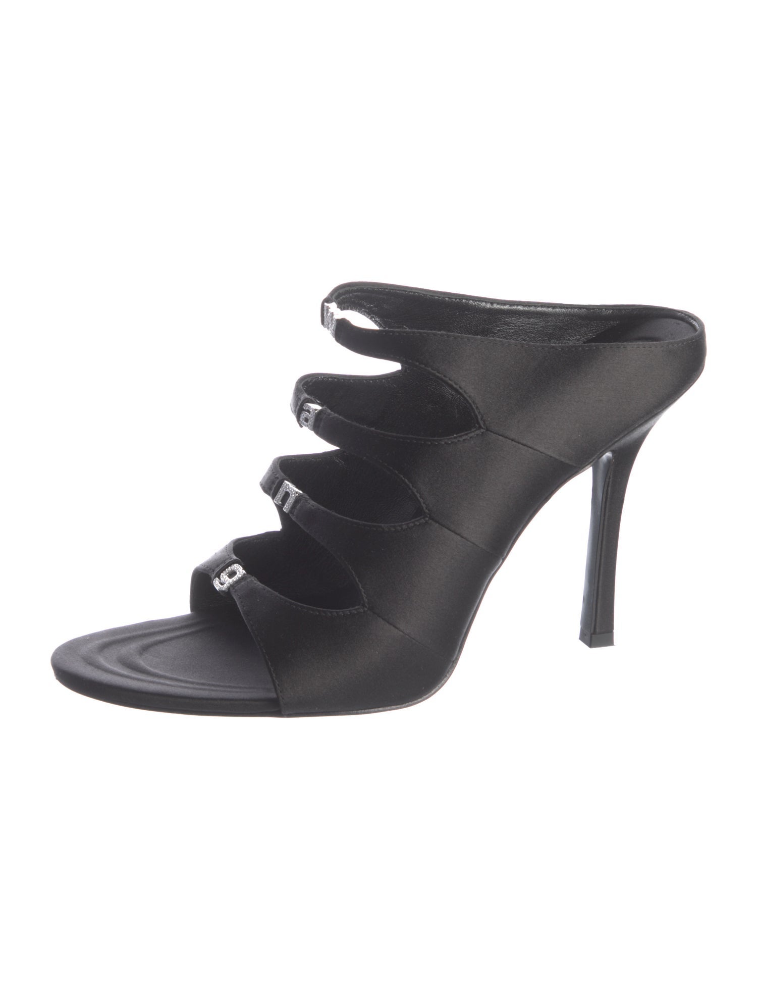 Alexander Wang Satin Crystal Embellishments Slides