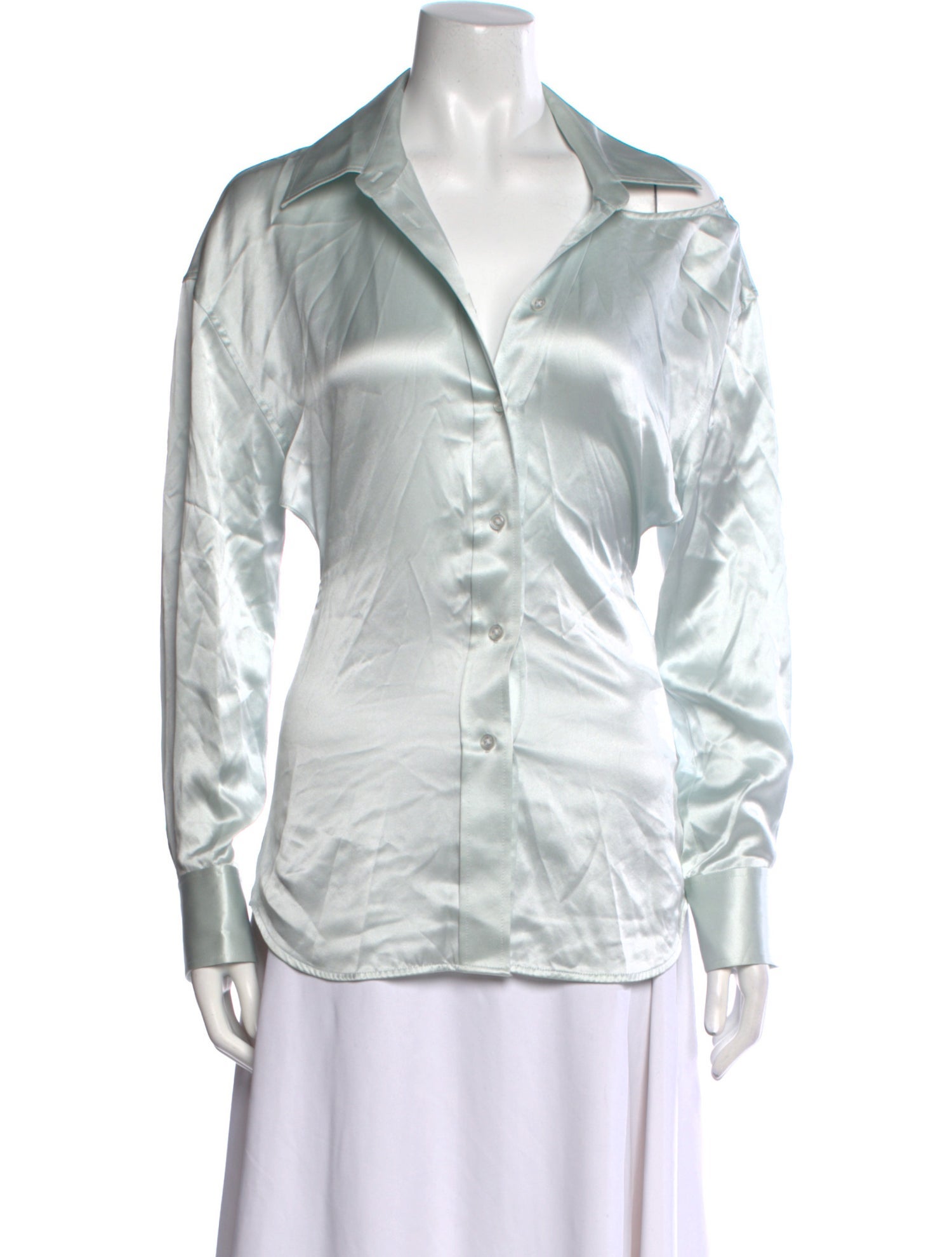 Alexanderwang.T Silk Long Sleeve Button-Up Top