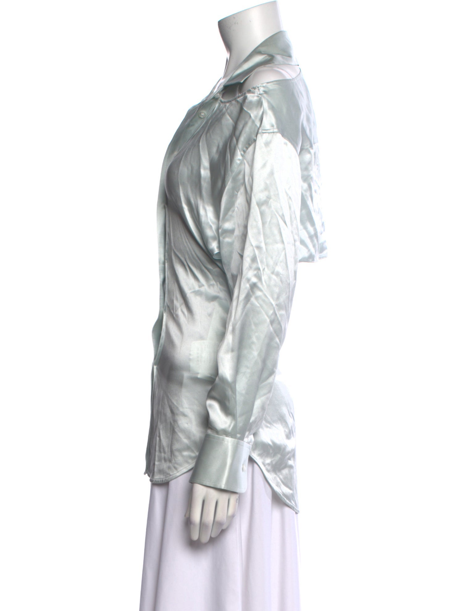 Alexanderwang.T Silk Long Sleeve Button-Up Top