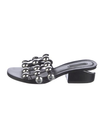 Alexander Wang Leather Studded Accents Slides