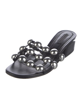Alexander Wang Leather Studded Accents Slides