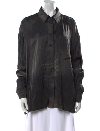 Alexander Wang Silk Long Sleeve Button-Up Top