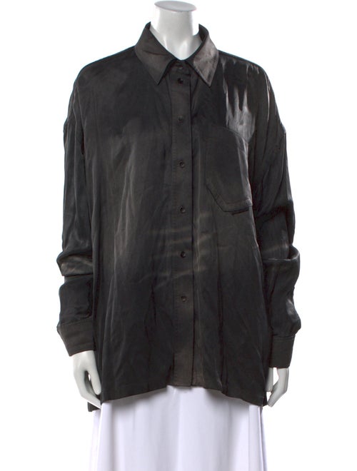 Alexander Wang Silk Long Sleeve Button-Up Top