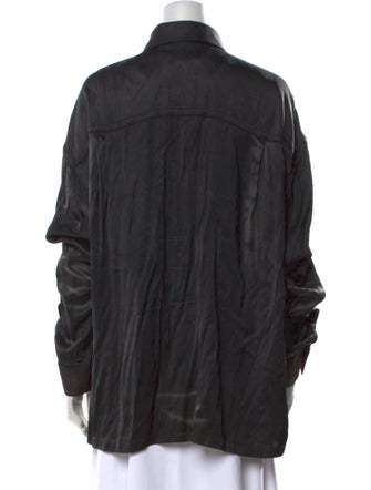 Alexander Wang Silk Long Sleeve Button-Up Top