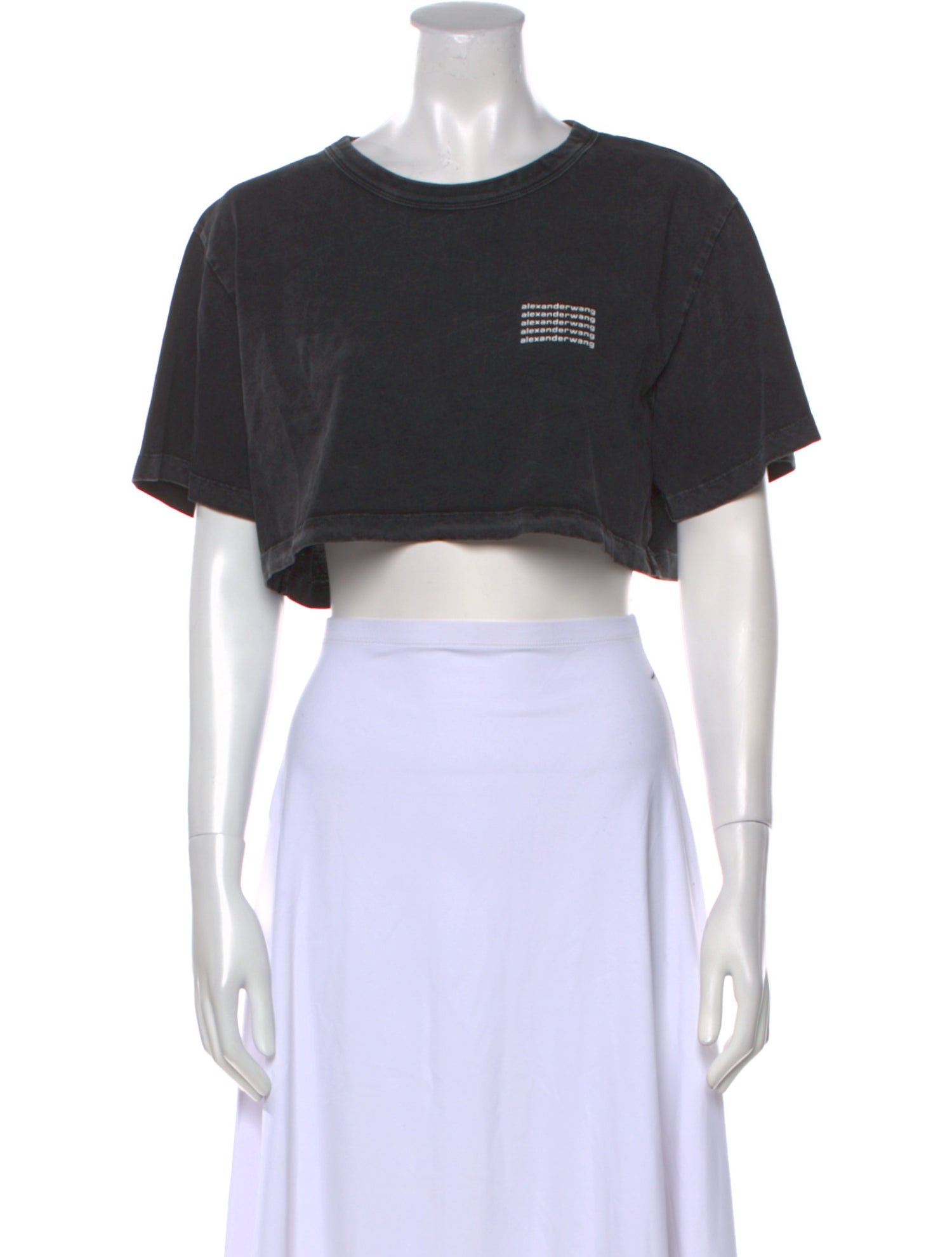 Alexander Wang Graphic Print Crew Neck Crop Top