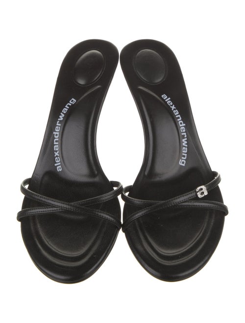 Alexander Wang Leather Crystal Embellishments Slides