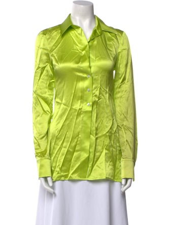 Alexander Wang Silk Long Sleeve Button-Up Top