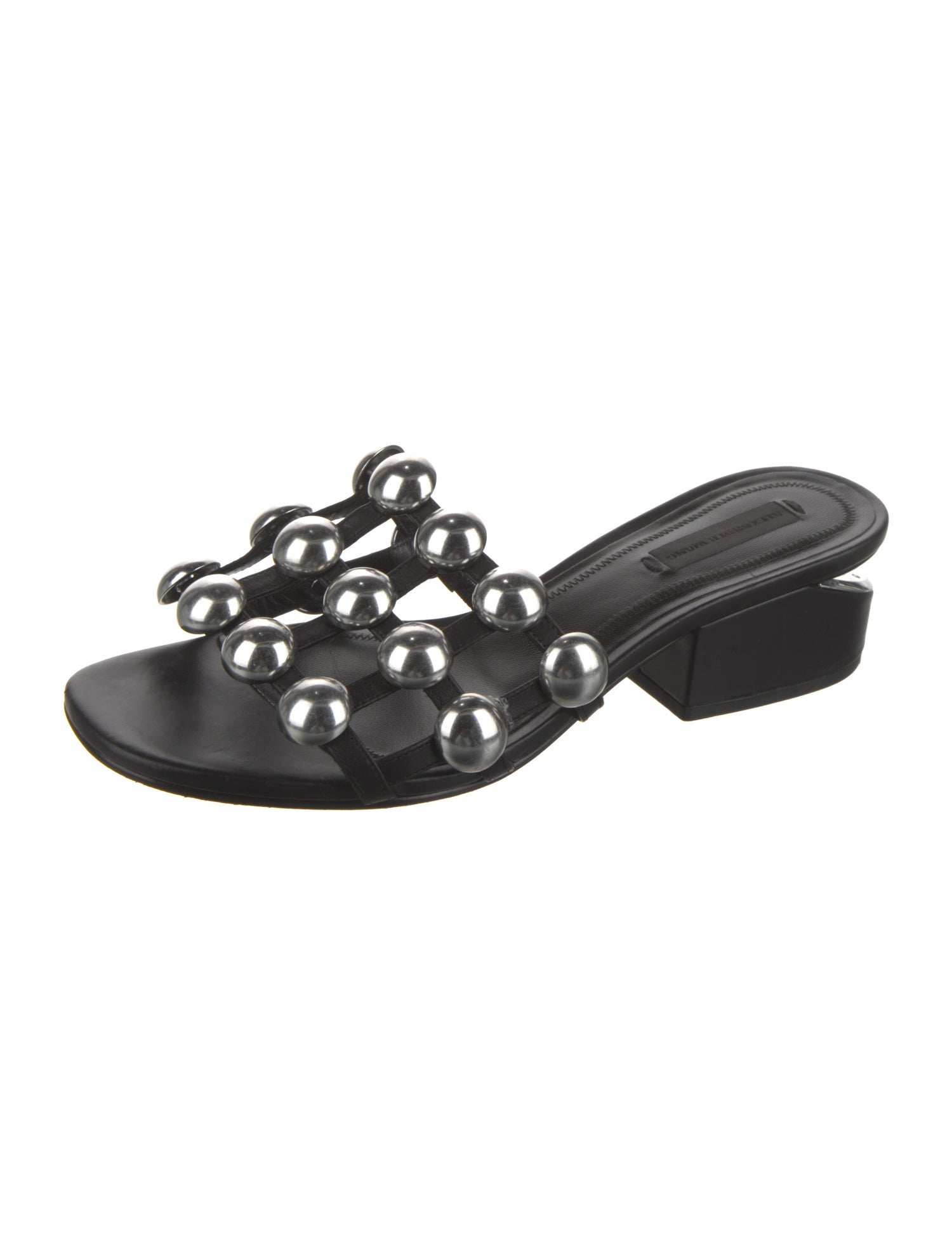 Alexander Wang Leather Studded Accents Slides
