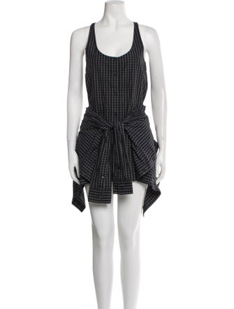Alexander Wang Plaid Print Scoop Neck Romper