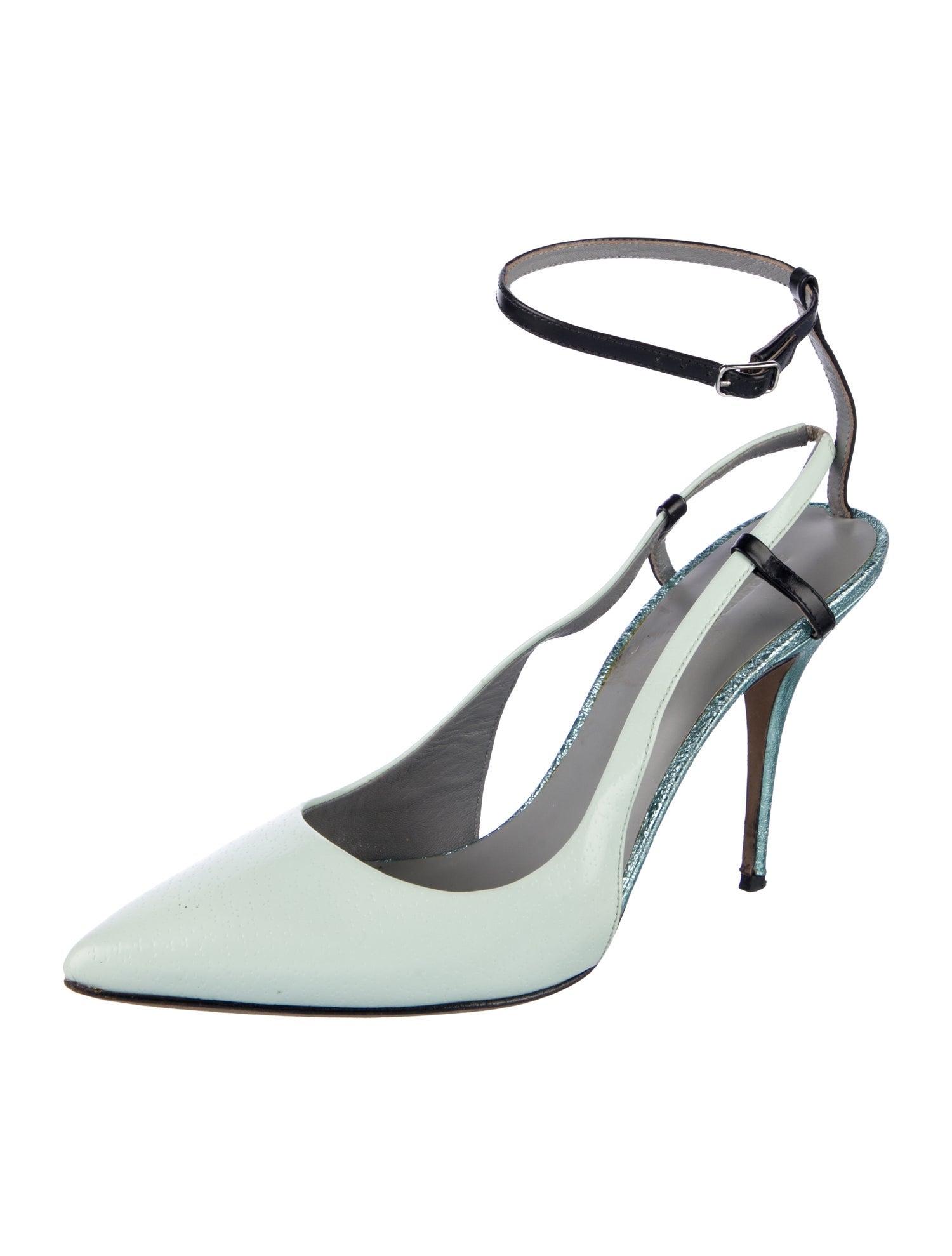 Alexander Wang Leather Colorblock Pattern Slingback Pumps