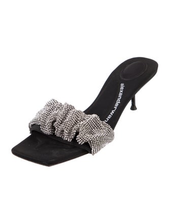 Alexander Wang Satin Crystal Embellishments Slides