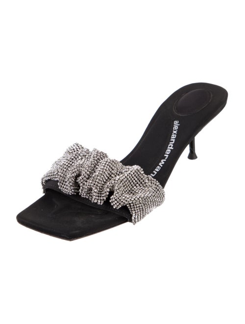 Alexander Wang Satin Crystal Embellishments Slides