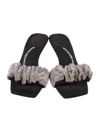 Alexander Wang Satin Crystal Embellishments Slides