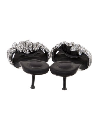 Alexander Wang Satin Crystal Embellishments Slides