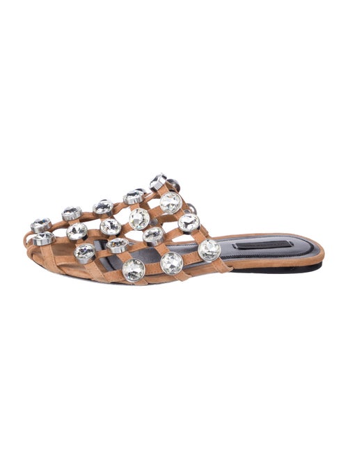 Alexander Wang Suede Crystal Embellishments Slides
