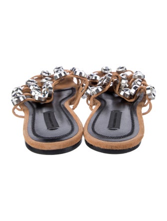 Alexander Wang Suede Crystal Embellishments Slides