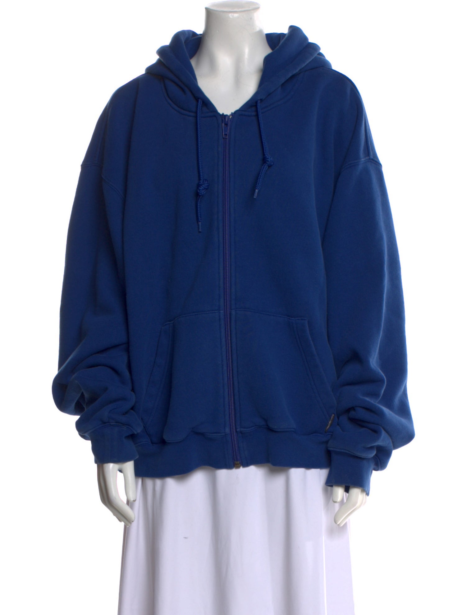 Alexander Wang Oversized Zip-Up Hooded V-Neck Sweatshirt