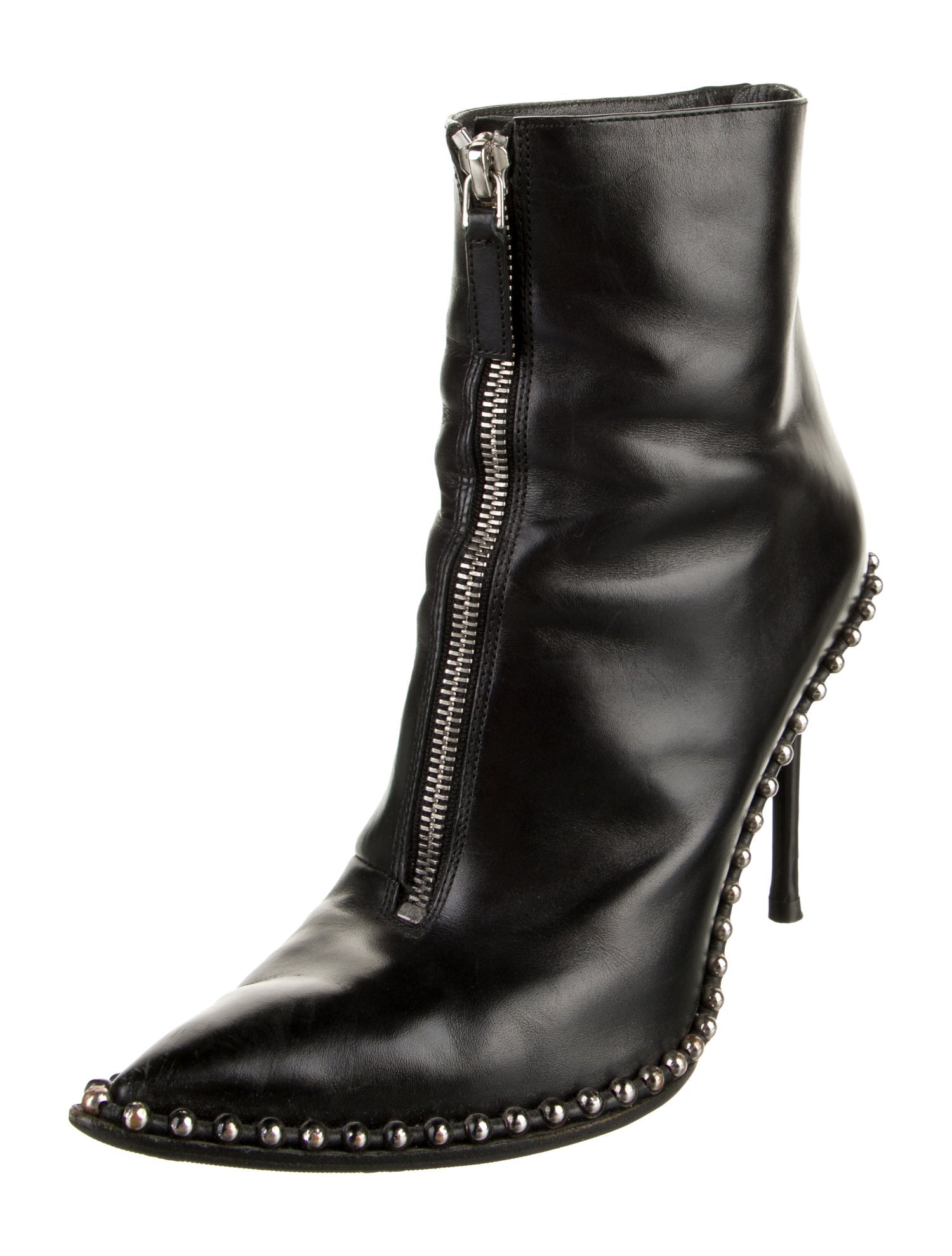 Alexander Wang Leather Studded Accents Lace-Up Boots