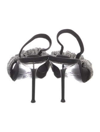 Alexander Wang Colorblock Pattern Crystal Embellishments Slingback Sandals