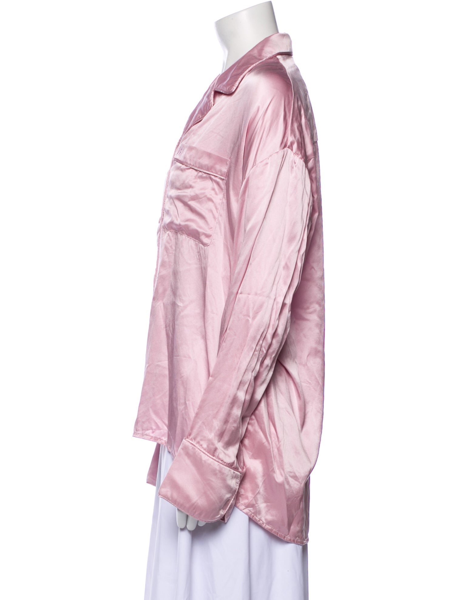 Alexander Wang Silk Long Sleeve Button-Up Top