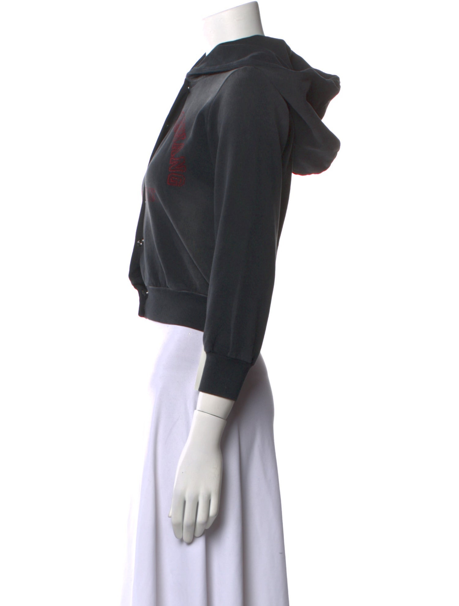 Alexander Wang Mock Neck Three-Quarter Sleeve Crop Top