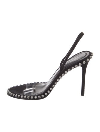 Alexander Wang Suede Crystal Embellishments Slingback Sandals